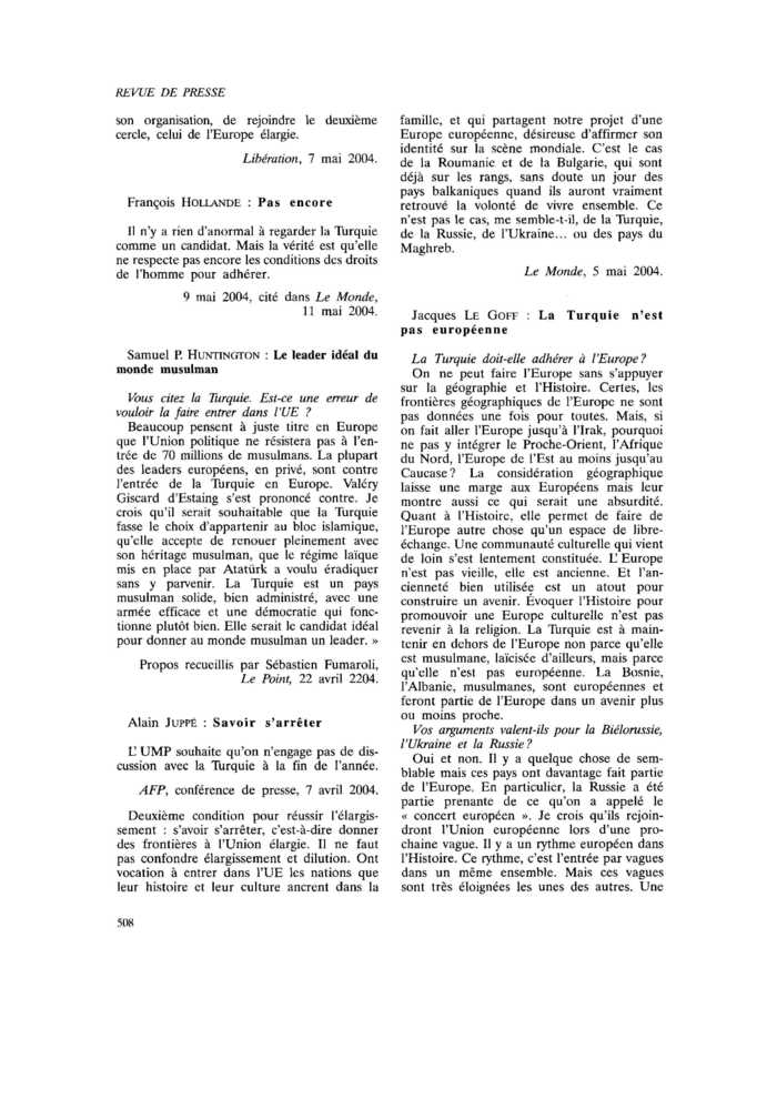 La Turquie n’est pas européenne
 – page 1
