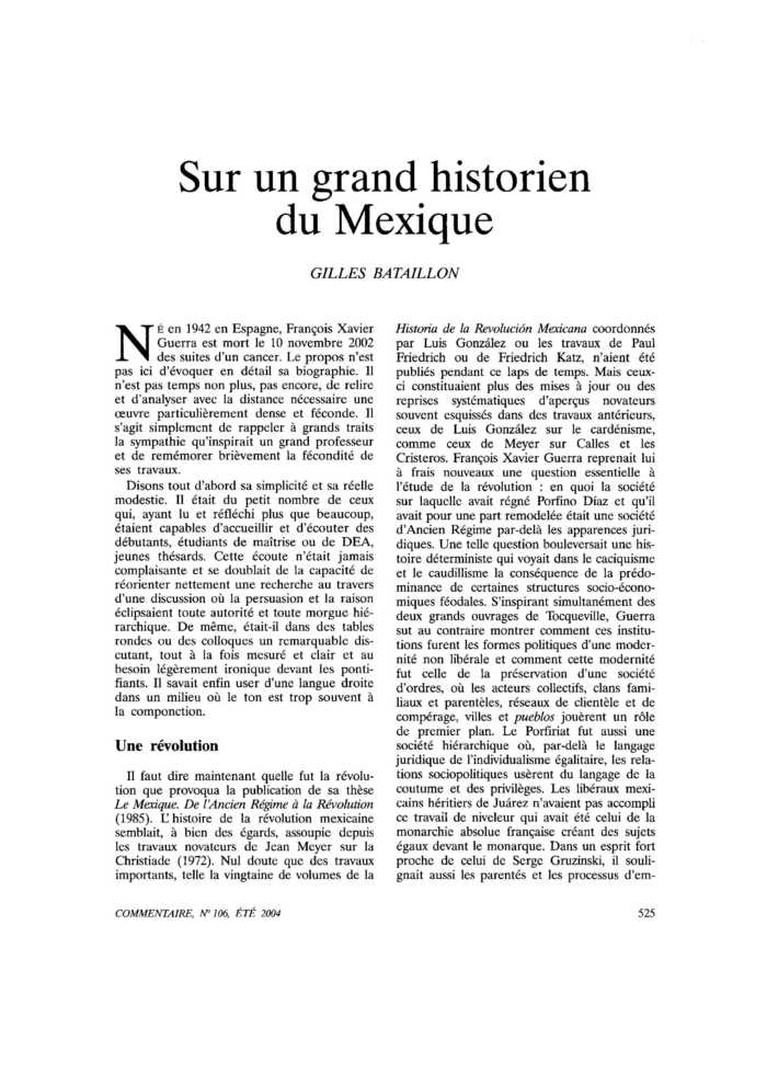 Sur un grand historien du Mexique
 – page 1