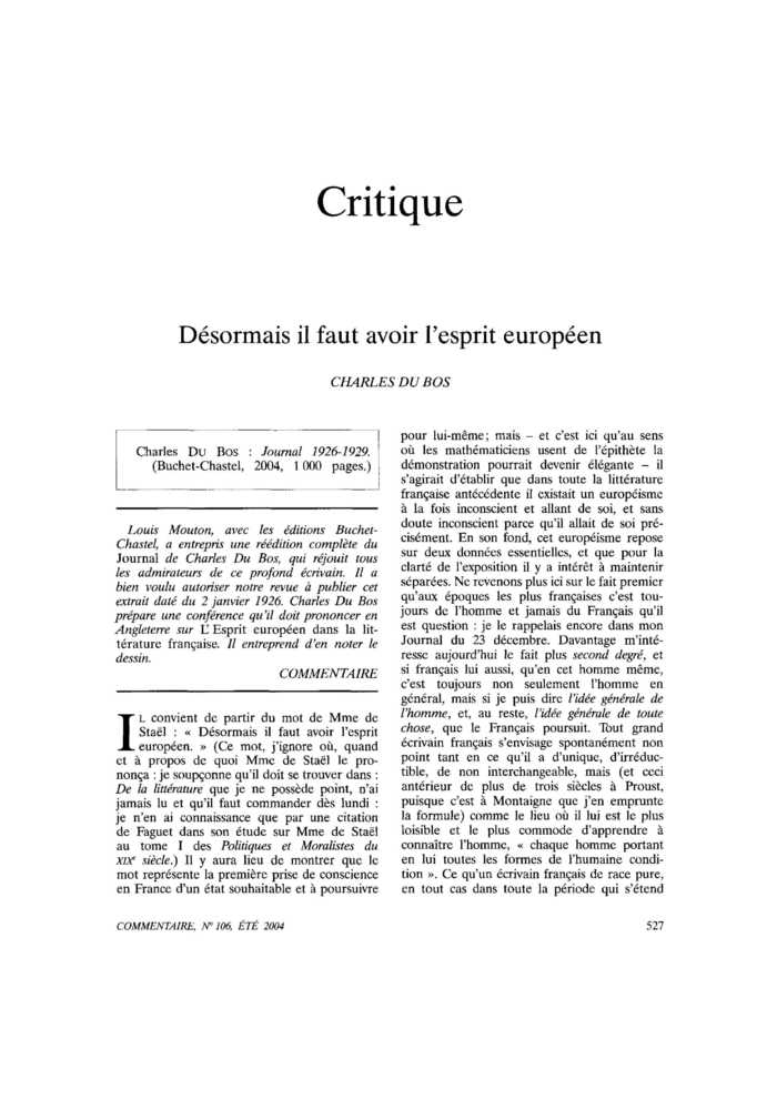 Désormais il faut avoir l’esprit européen
 – page 1