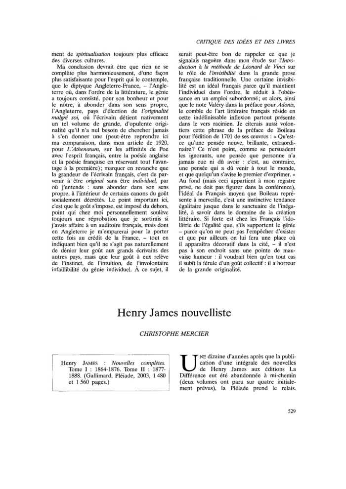Henry James nouvelliste
 – page 1