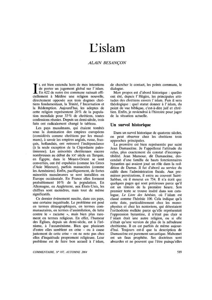 L’islam
 – page 1