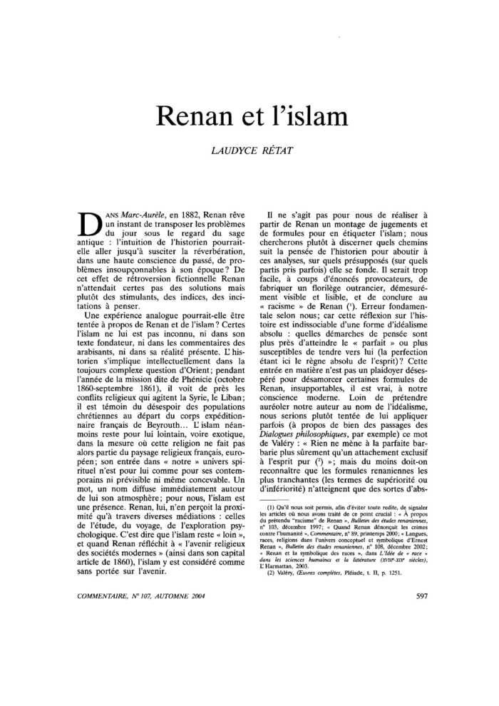 Renan et l’islam
 – page 1