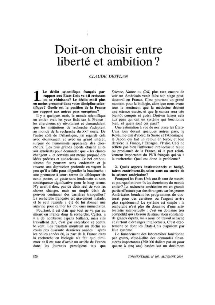 Doit-on choisir entre liberté et ambition ?
 – page 1