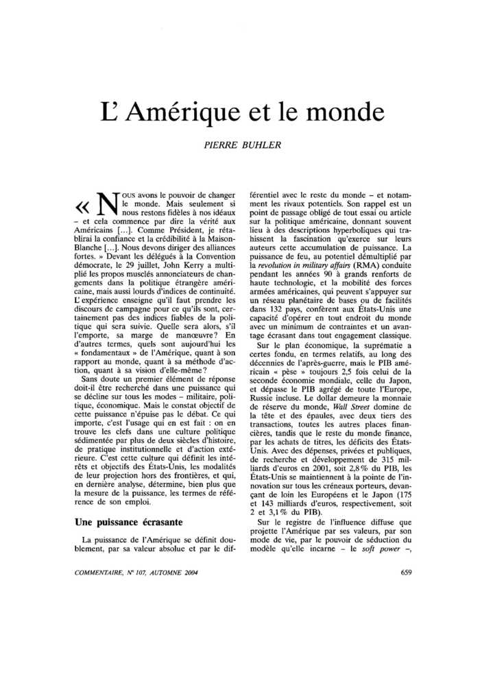 L’Amérique et le monde
 – page 1