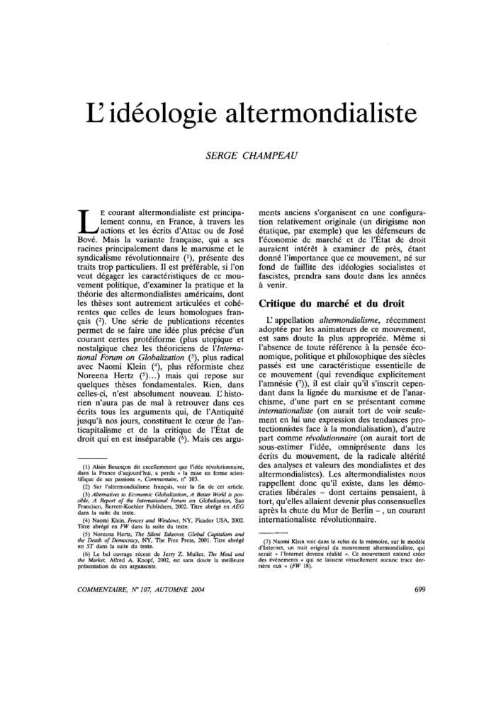 L’idéologie altermondialiste
 – page 1