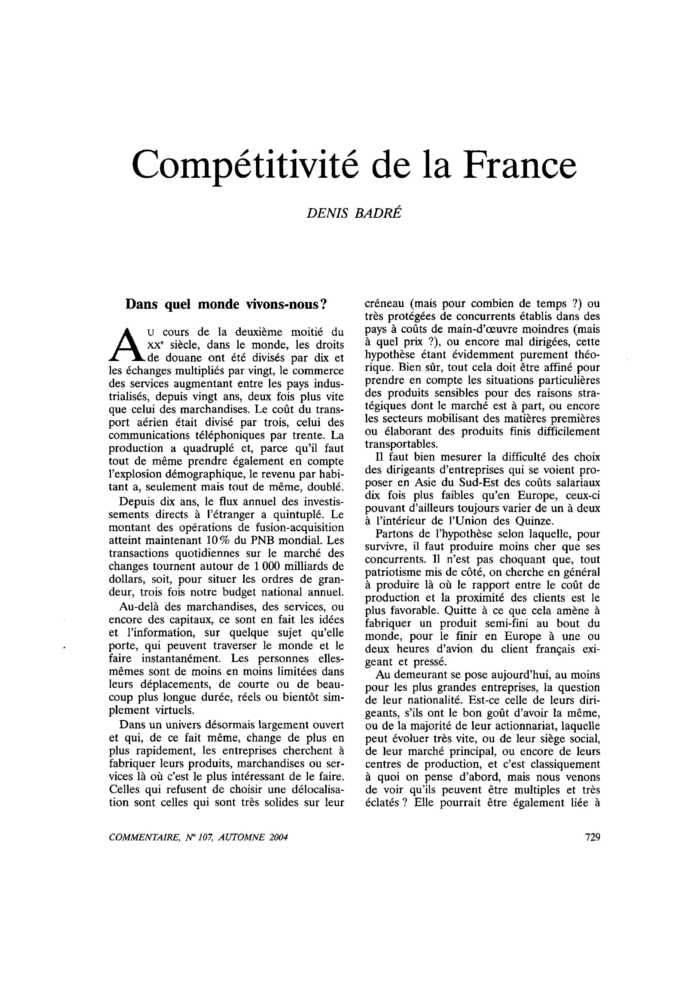 Compétitivité de la France
 – page 1