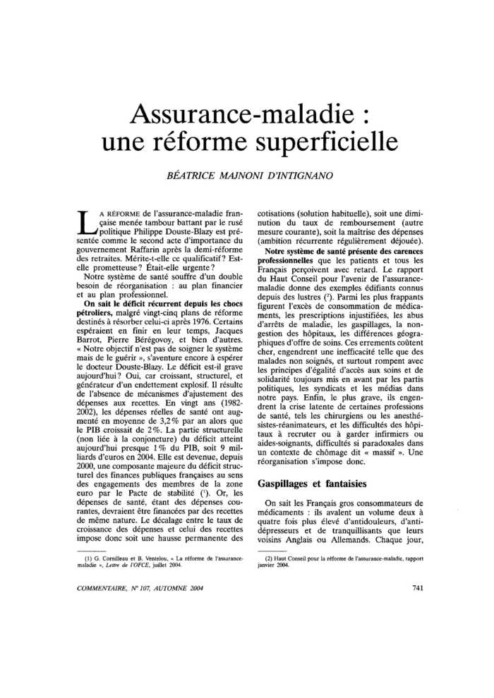 Assurance-maladie : une réforme superficielle
 – page 1