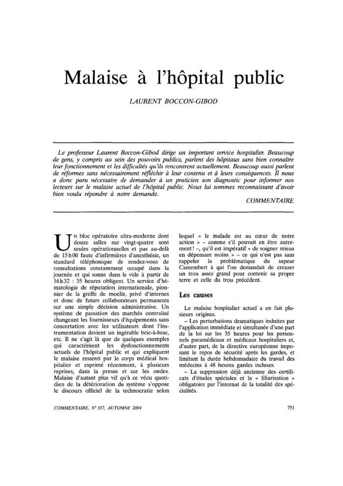 Malaise à l’hôpital public
 – page 1