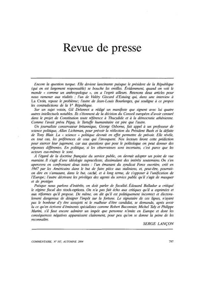 Revue de presse
 – page 1