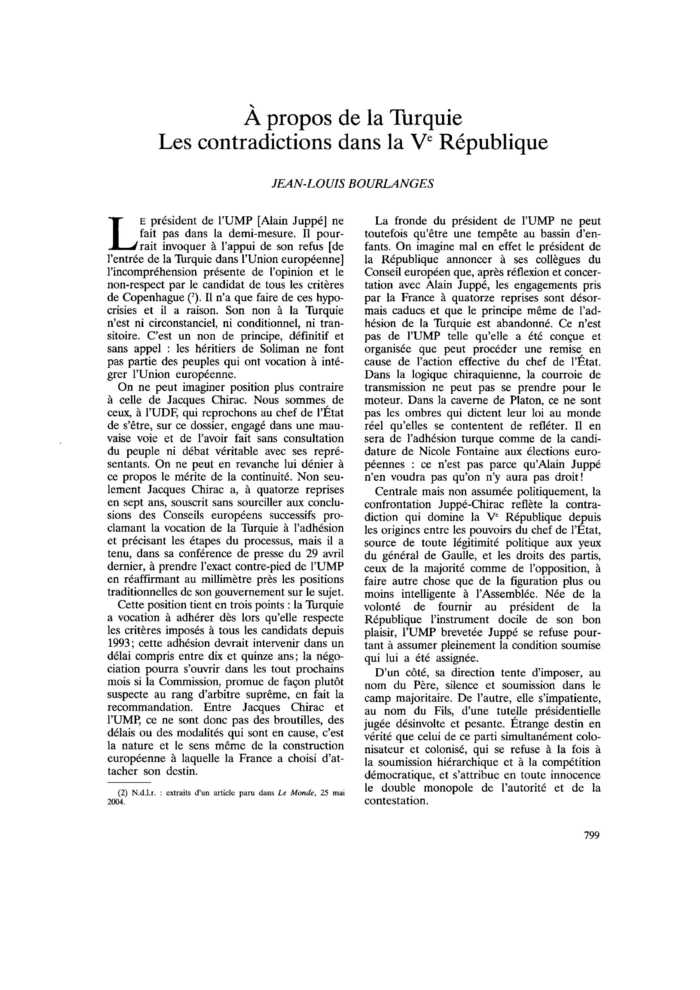 À propos de la Turquie. Les contradictions dans la Ve République
 – page 1