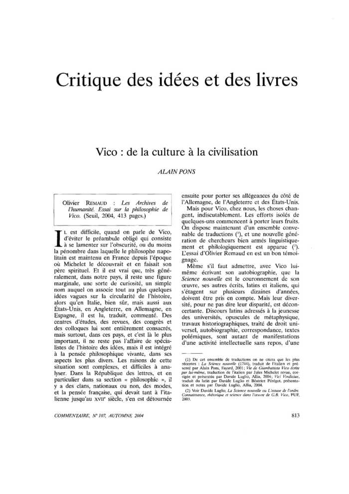 Vico : de la culture à la civilisation
 – page 1