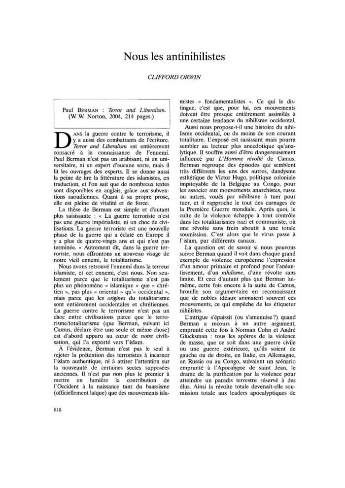 Nous les antinihilistes
 – page 1