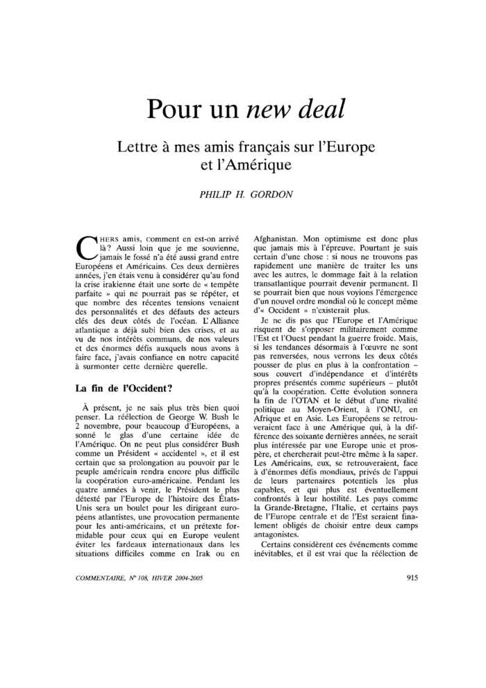 Pour un new deal. Lettre à mes amis français sur l’Europe et l’Amérique
 – page 1