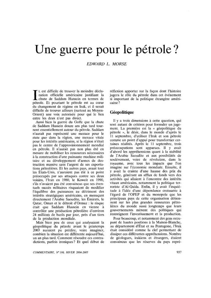 Une guerre pour le pétrole ?
 – page 1