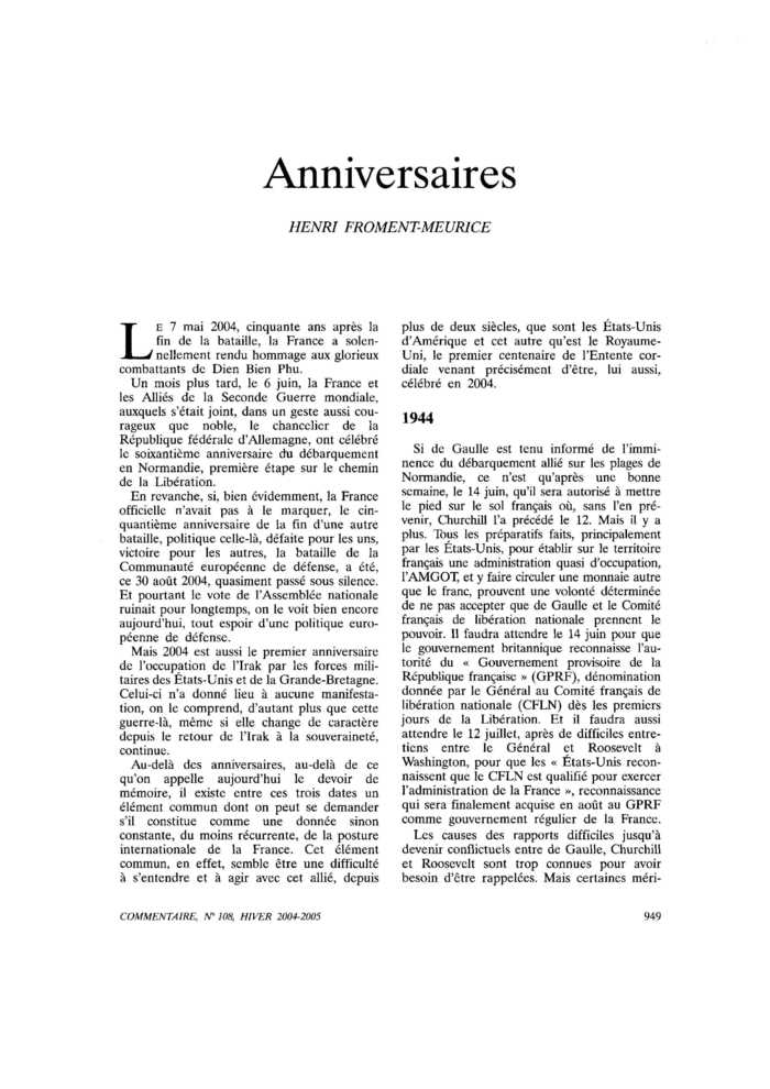 Anniversaires
 – page 1
