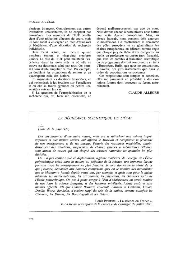 LA DÉCHÉANCE SCIENTIFIQUE DE L’ÉTAT (suite)
 – page 1
