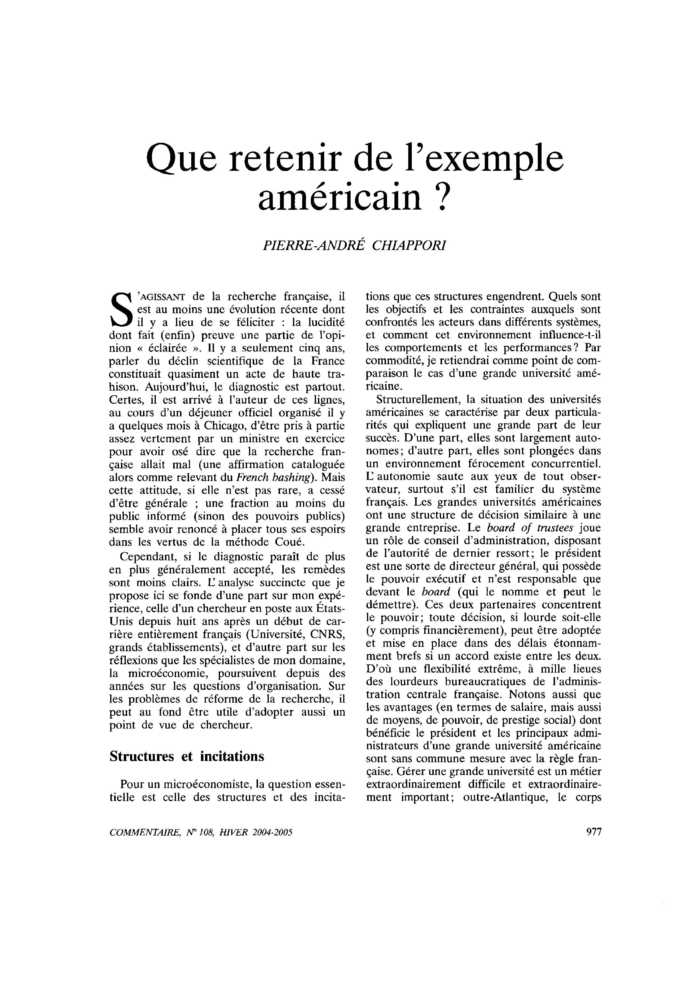 Que retenir de l’exemple américain ?
 – page 1