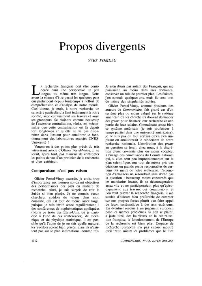 Propos divergents
 – page 1