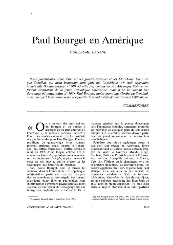 Paul Bourget en Amérique
 – page 1