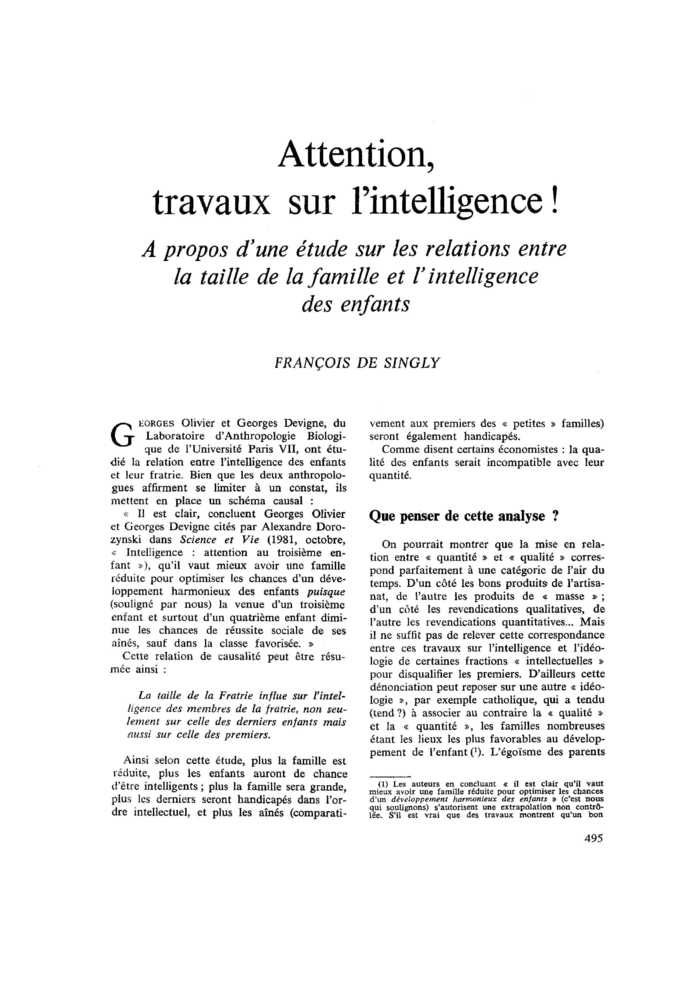 Attention, travaux sur l’intelligence !
 – page 1