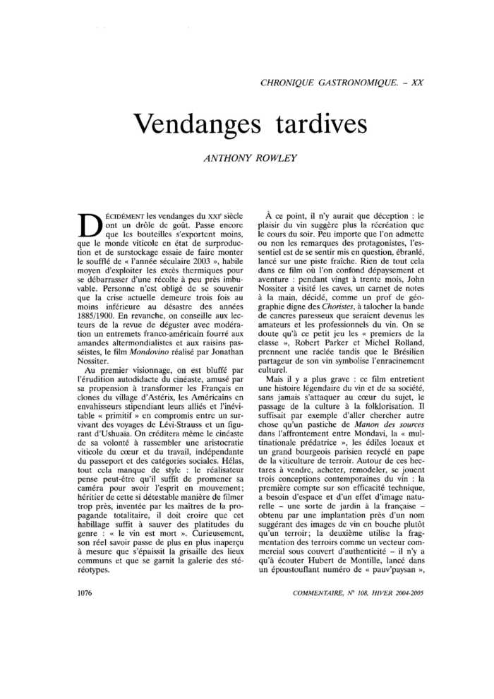 Vendanges tardives
 – page 1