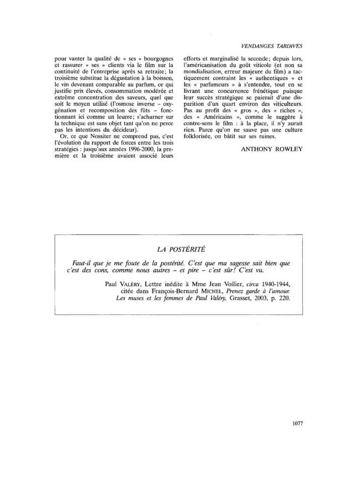 LA POSTÉRITÉ
 – page 1