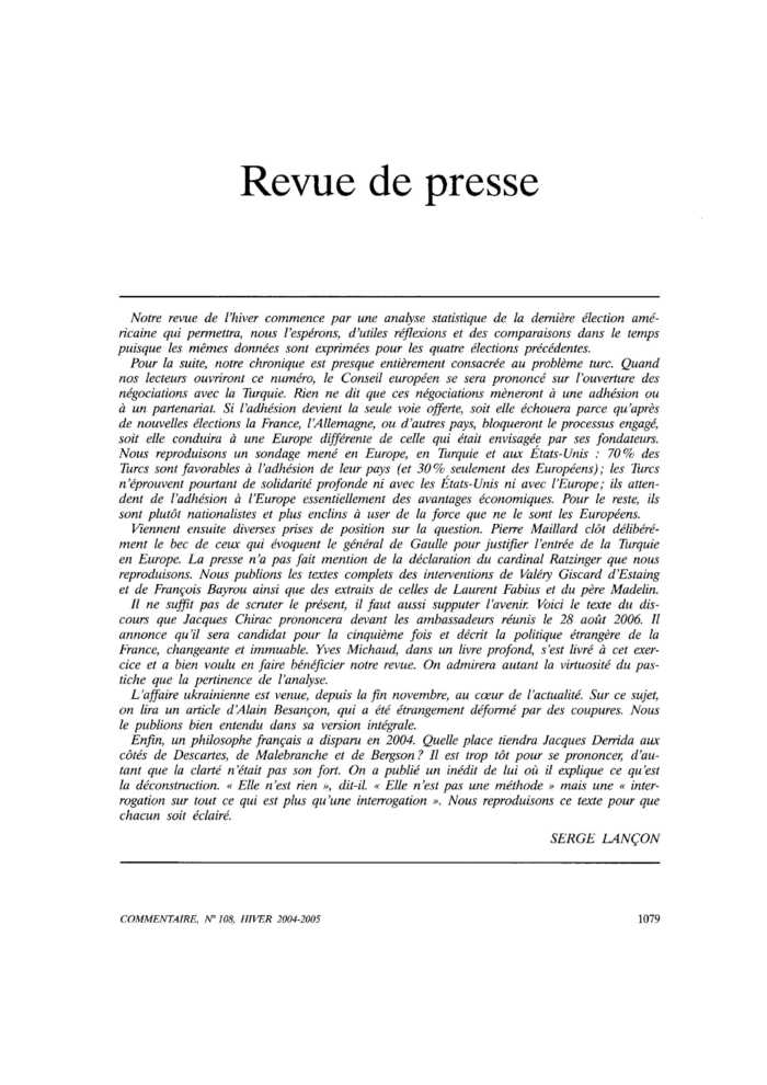 Revue de presse
 – page 1