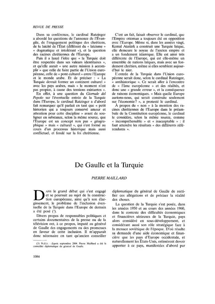 De Gaulle et la Turquie
 – page 1