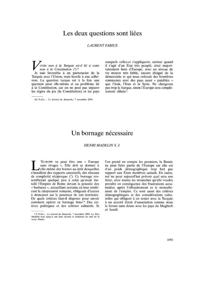 Les deux questions sont liées
 – page 1