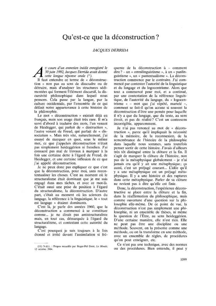 Qu’est-ce que la déconstruction ?
 – page 1