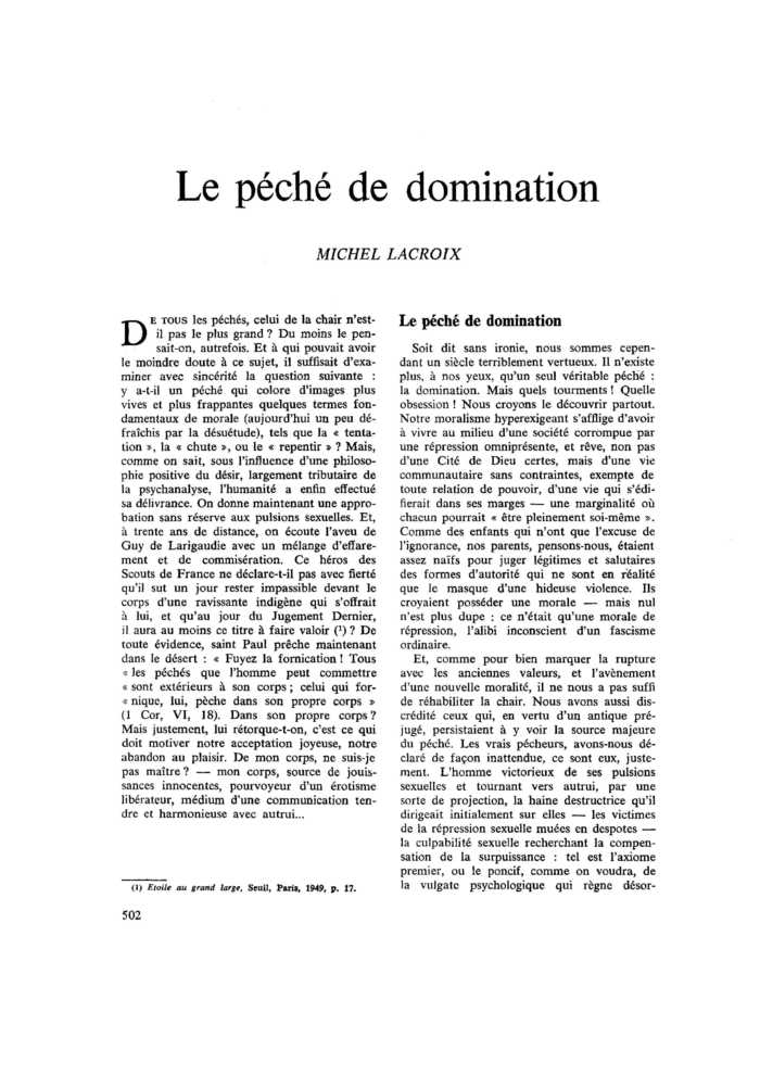Le péché de domination
 – page 1