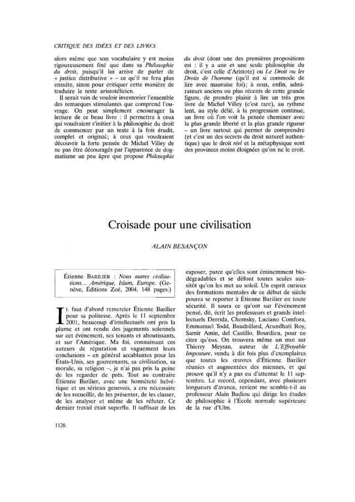 Croisade pour une civilisation
 – page 1