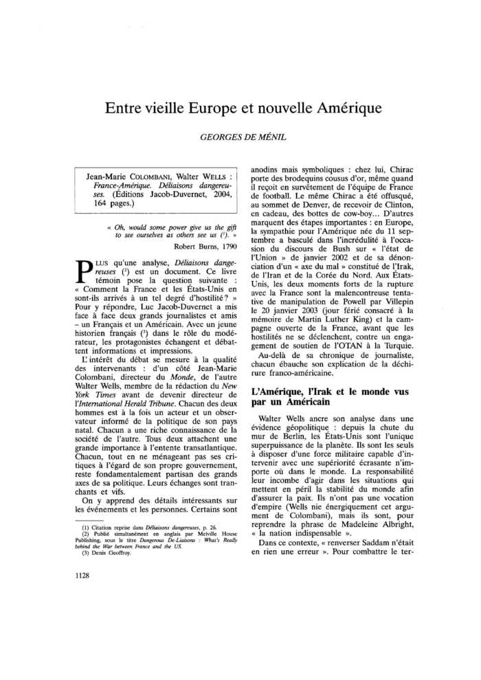 Entre vieille Europe et nouvelle Amérique
 – page 1