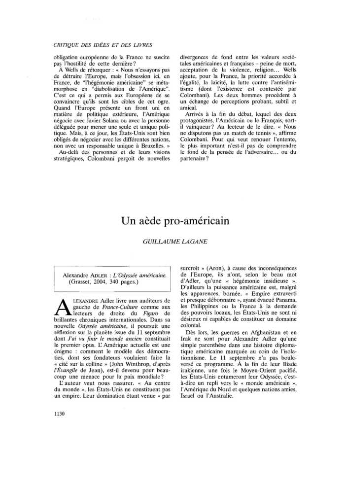 Un aède pro-américain
 – page 1