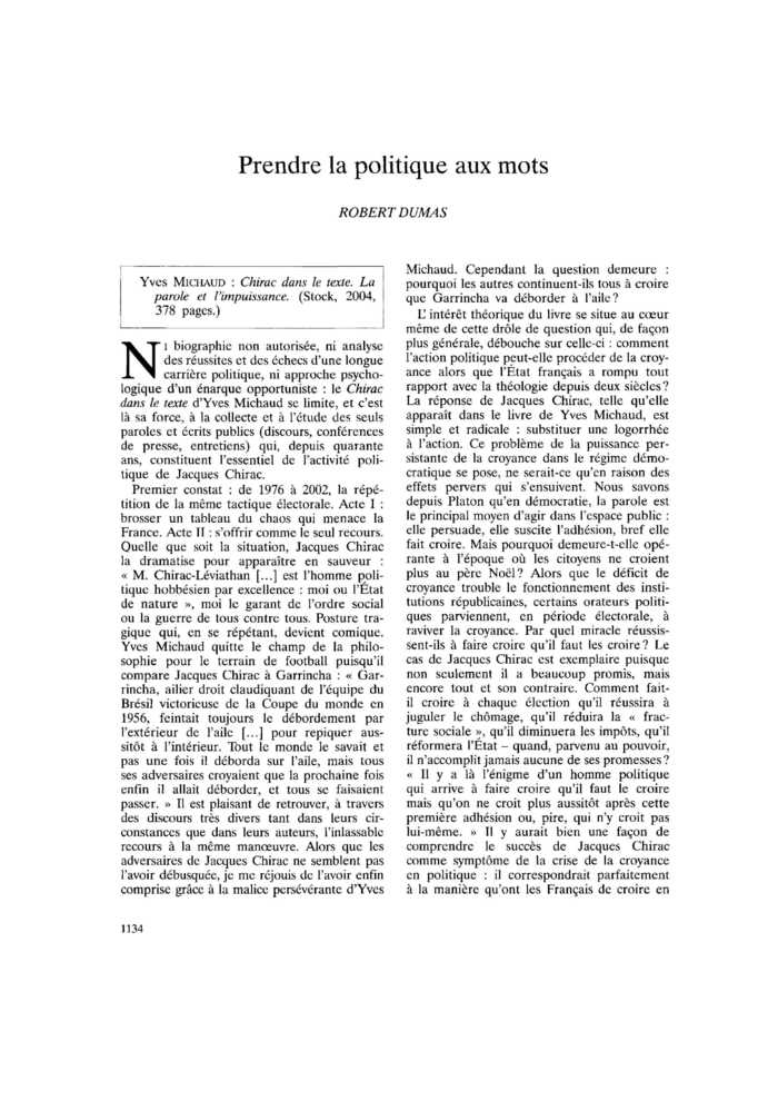 Prendre la politique aux mots
 – page 1