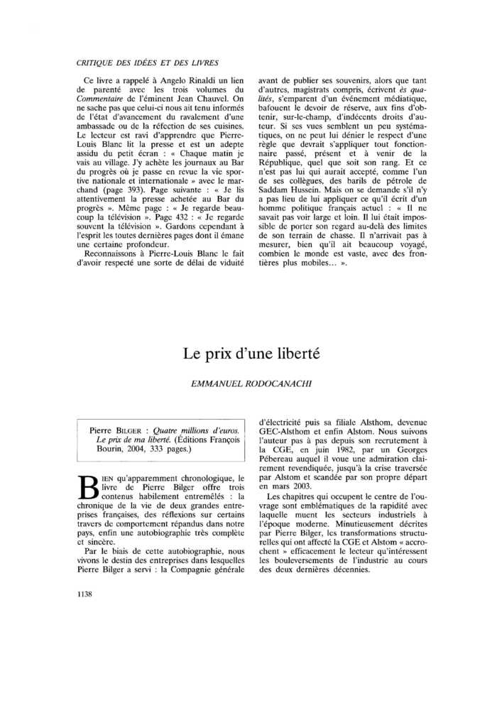 Le prix d’une liberté
 – page 1