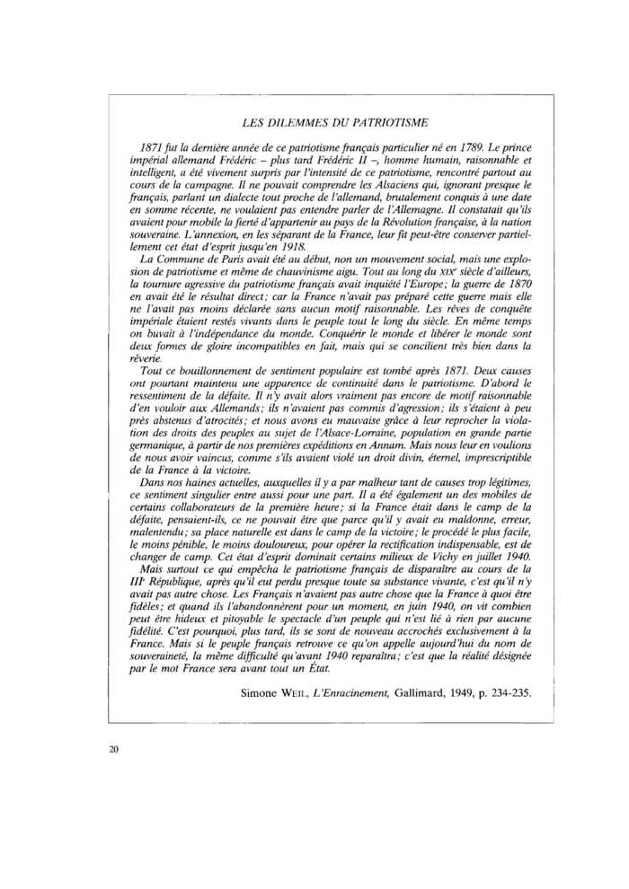 LES DILEMMES DU PATRIOTISME
 – page 1