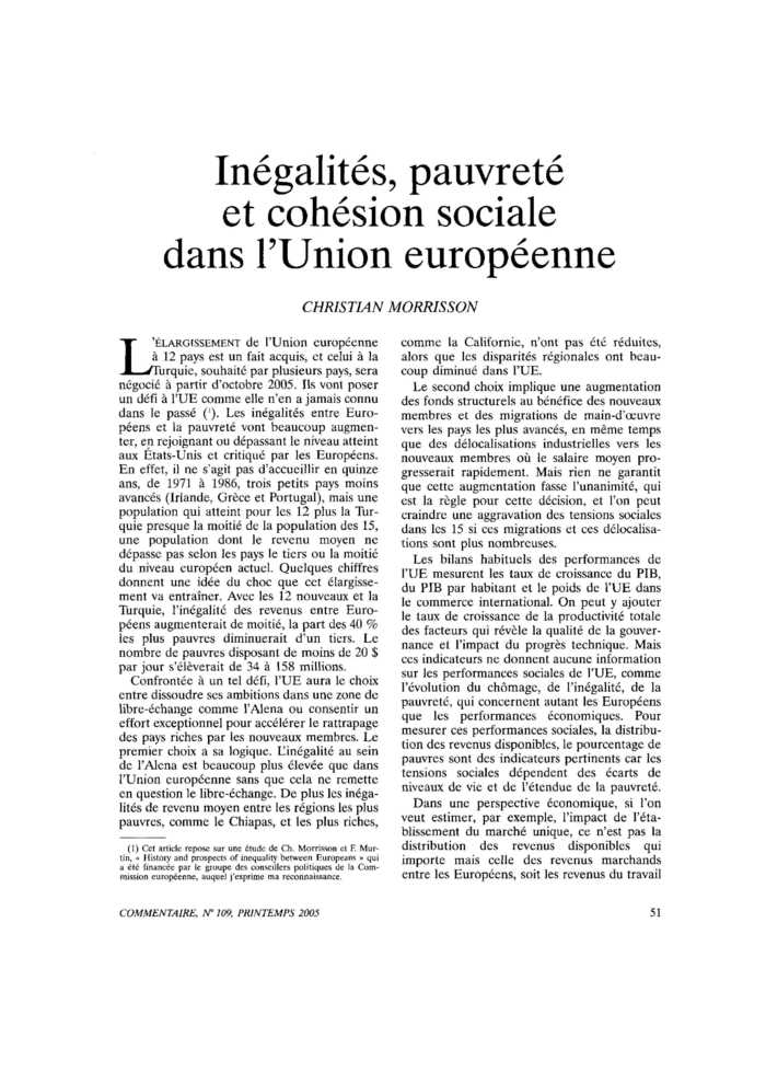 Inégalités, pauvreté et cohésion sociale dans l’Union européenne
 – page 1