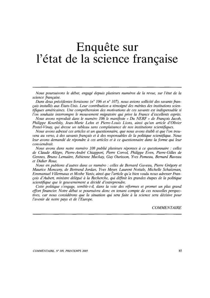 Enquête sur l’état de la science française
 – page 1