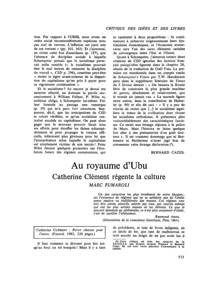 Au royaume d’Ubu. Catherine Clément régente la culture
 – page 1