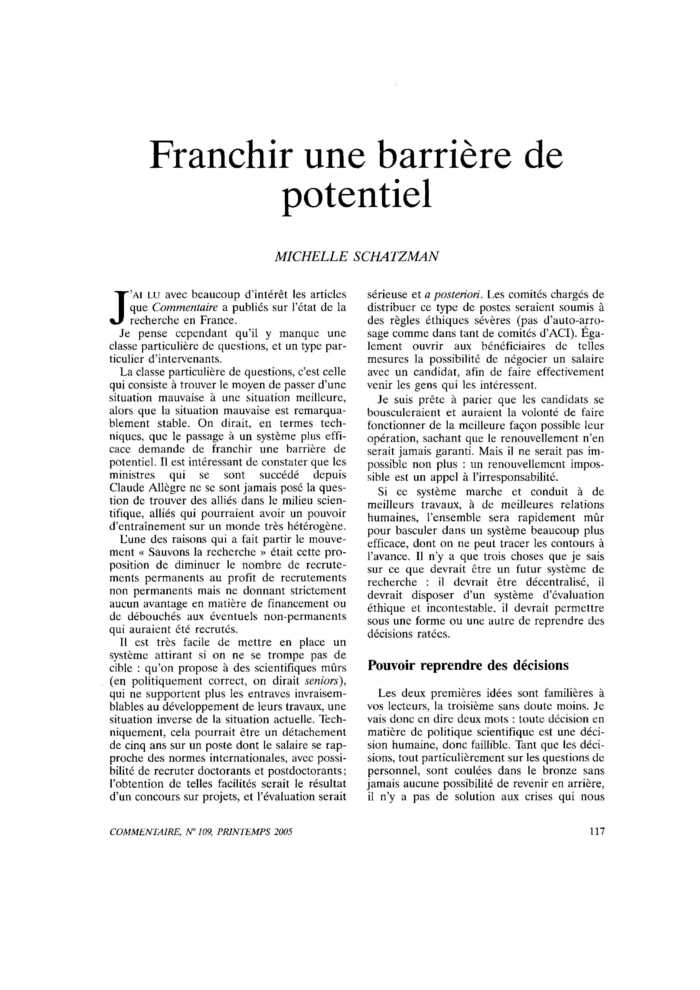 Franchir une barrière de potentiel
 – page 1