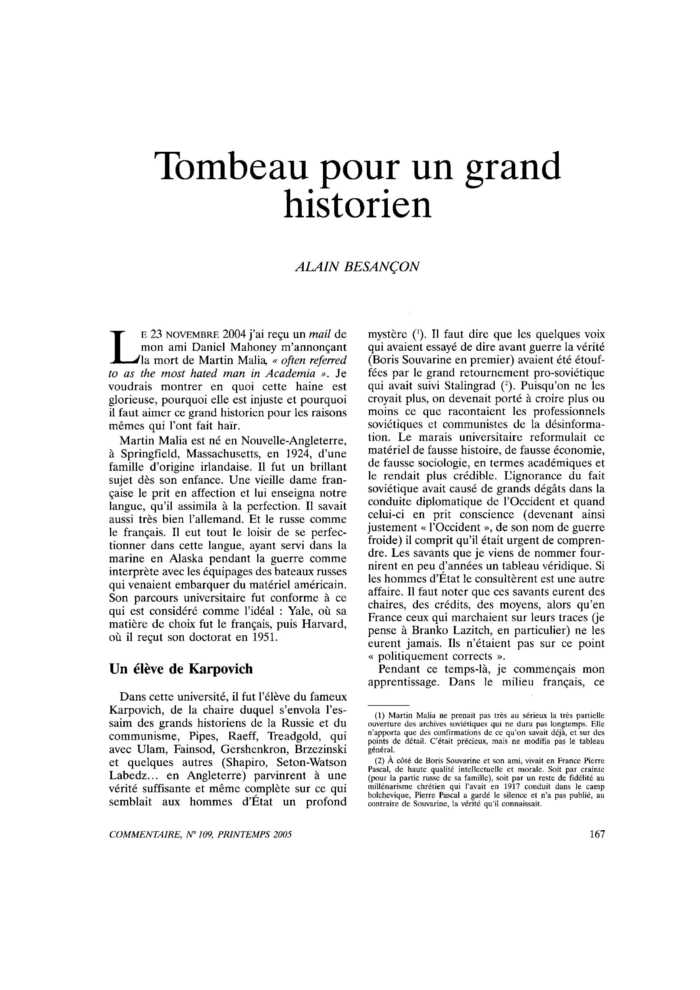 Tombeau pour un grand historien
 – page 1