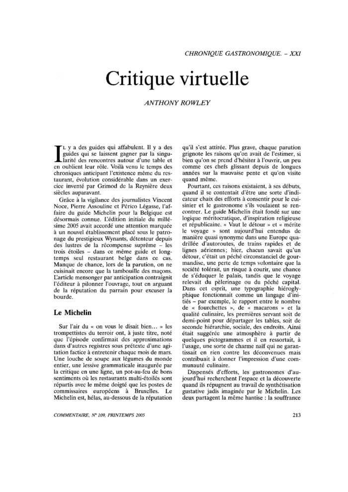 Critique virtuelle
 – page 1