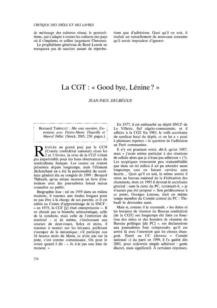 La CGT : « Good bye, Lénine ? »
 – page 1