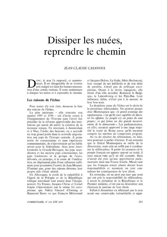 Dissiper les nuées, reprendre le chemin
 – page 1