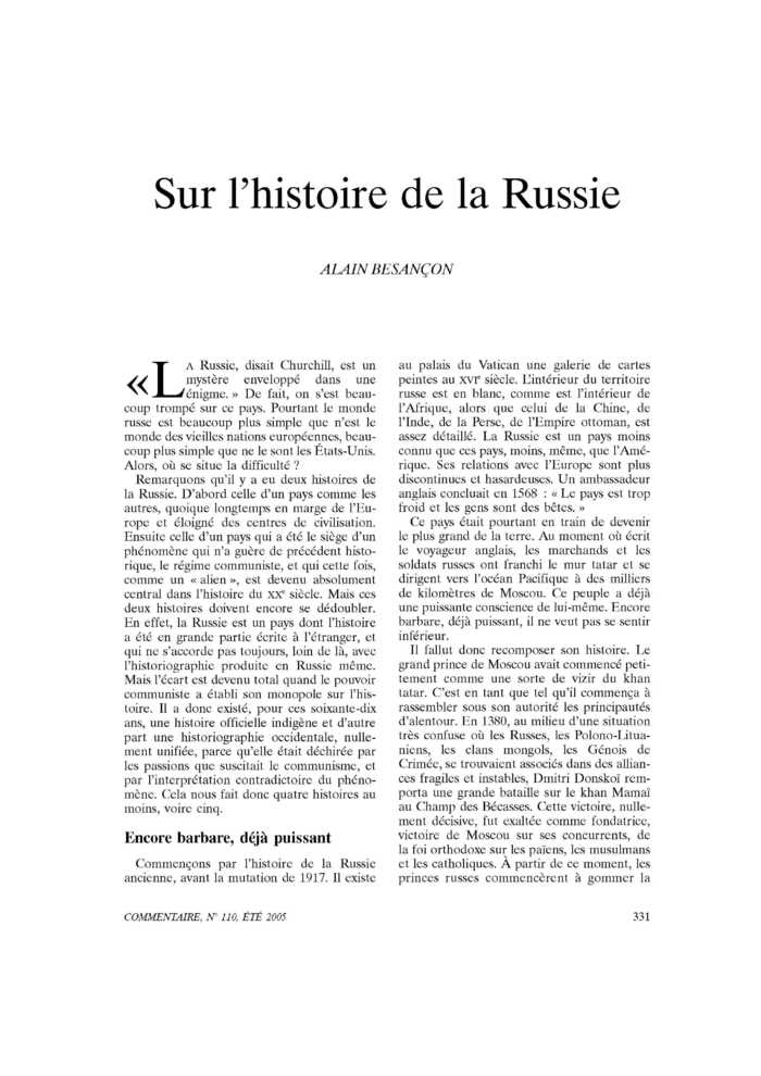 Sur l’histoire de la Russie
 – page 1