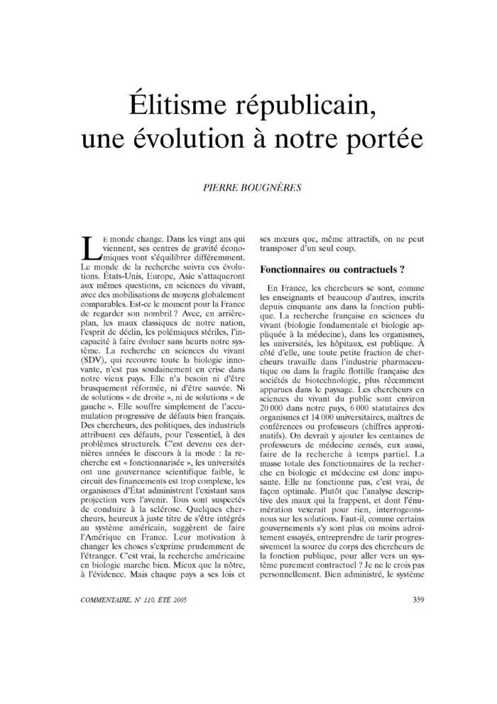 Élitisme républicain, une évolution à notre portée
 – page 1