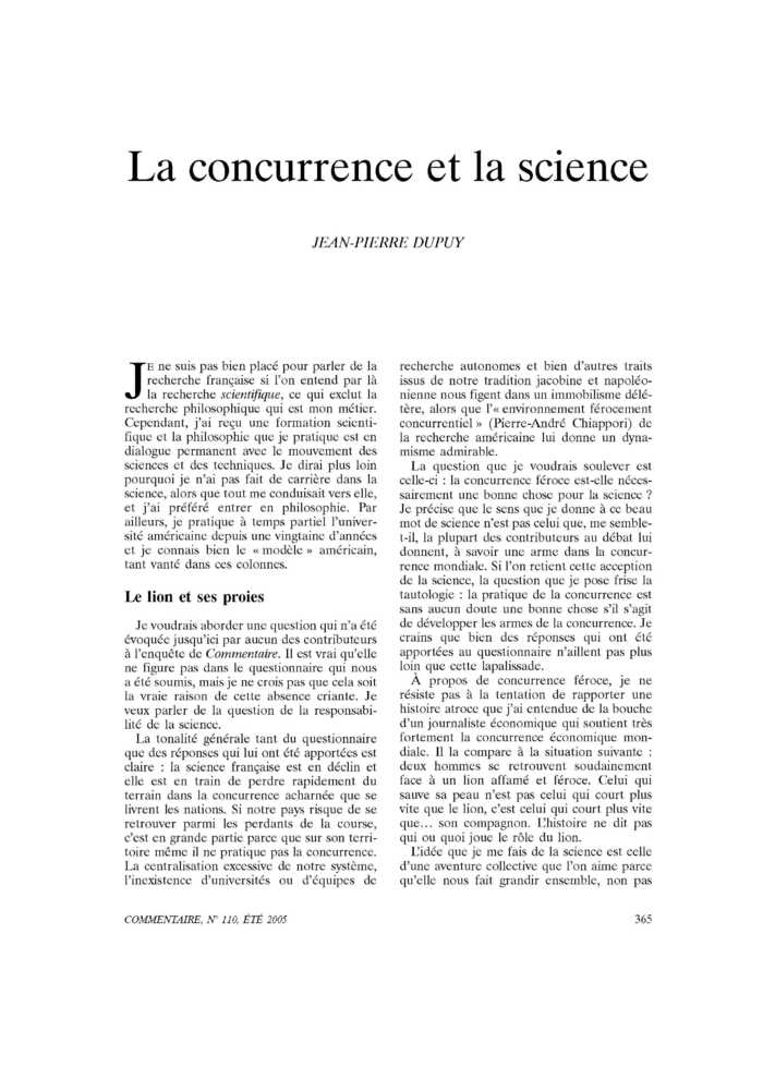 La concurrence et la science
 – page 1