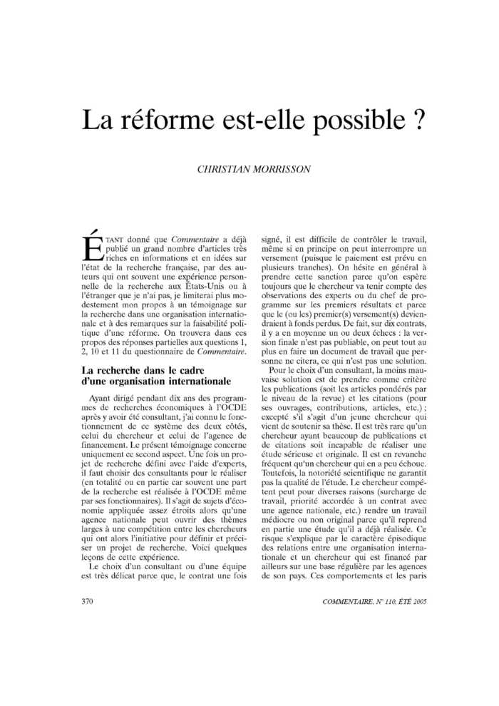 La réforme est-elle possible ?
 – page 1
