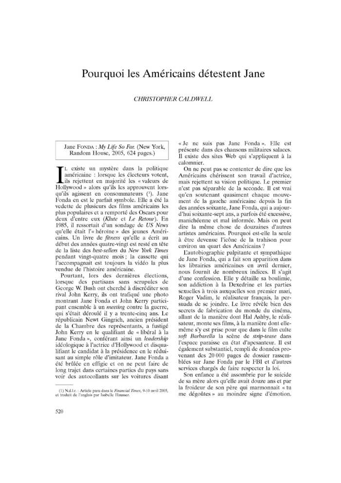 Pourquoi les Américains détestent Jane
 – page 1